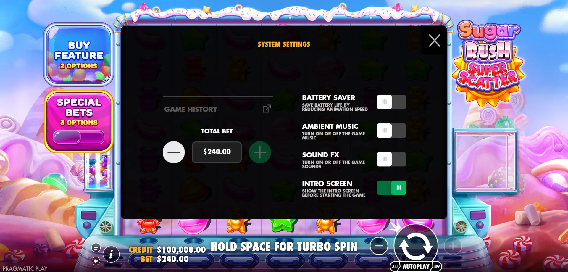 Caracter&iacute;sticas Clave &mdash; sugar rush super scatter
